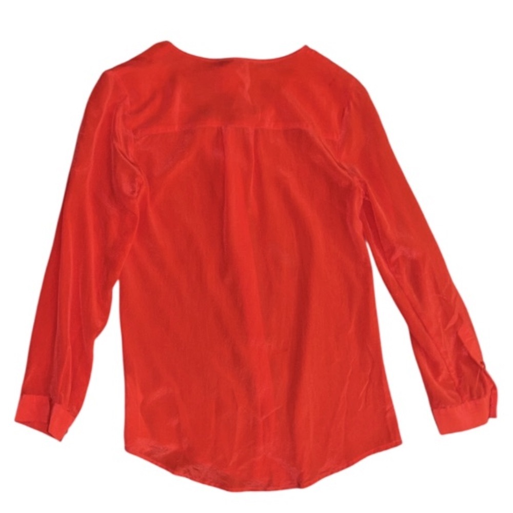 MaxMara Weekend 100% Silk Button Up Coral Blouse with Bow Detail Size Small - Picture 2 of 6
